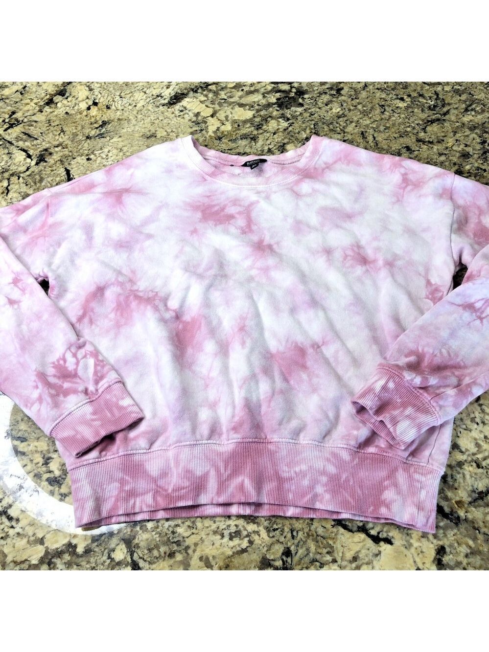 Size S Buffalo David Bitton Womens Crew Neck Sweater 100% Cotton Pink Tie Dye CN